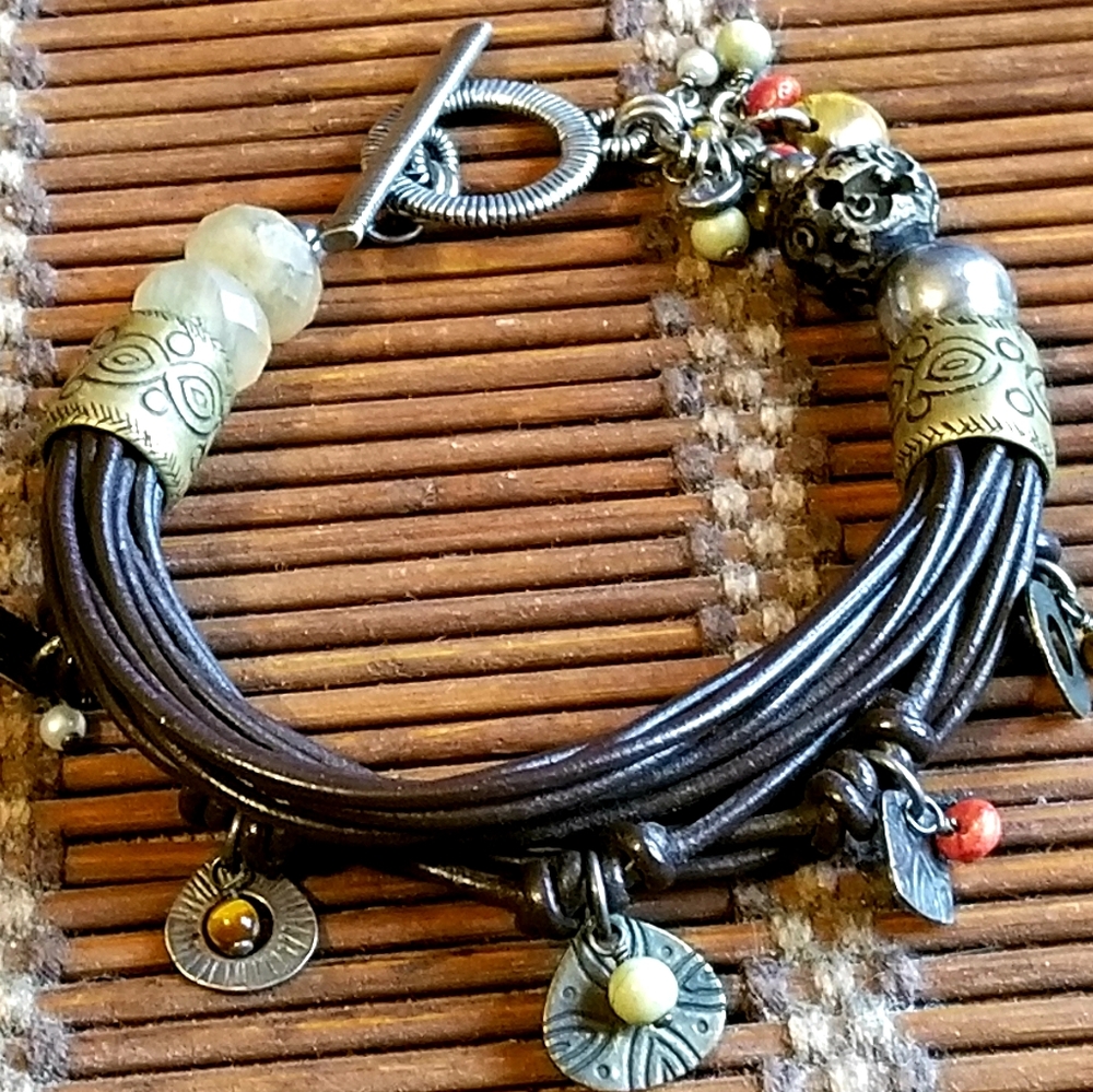 Silpada Leather & Gemstone Bracelet